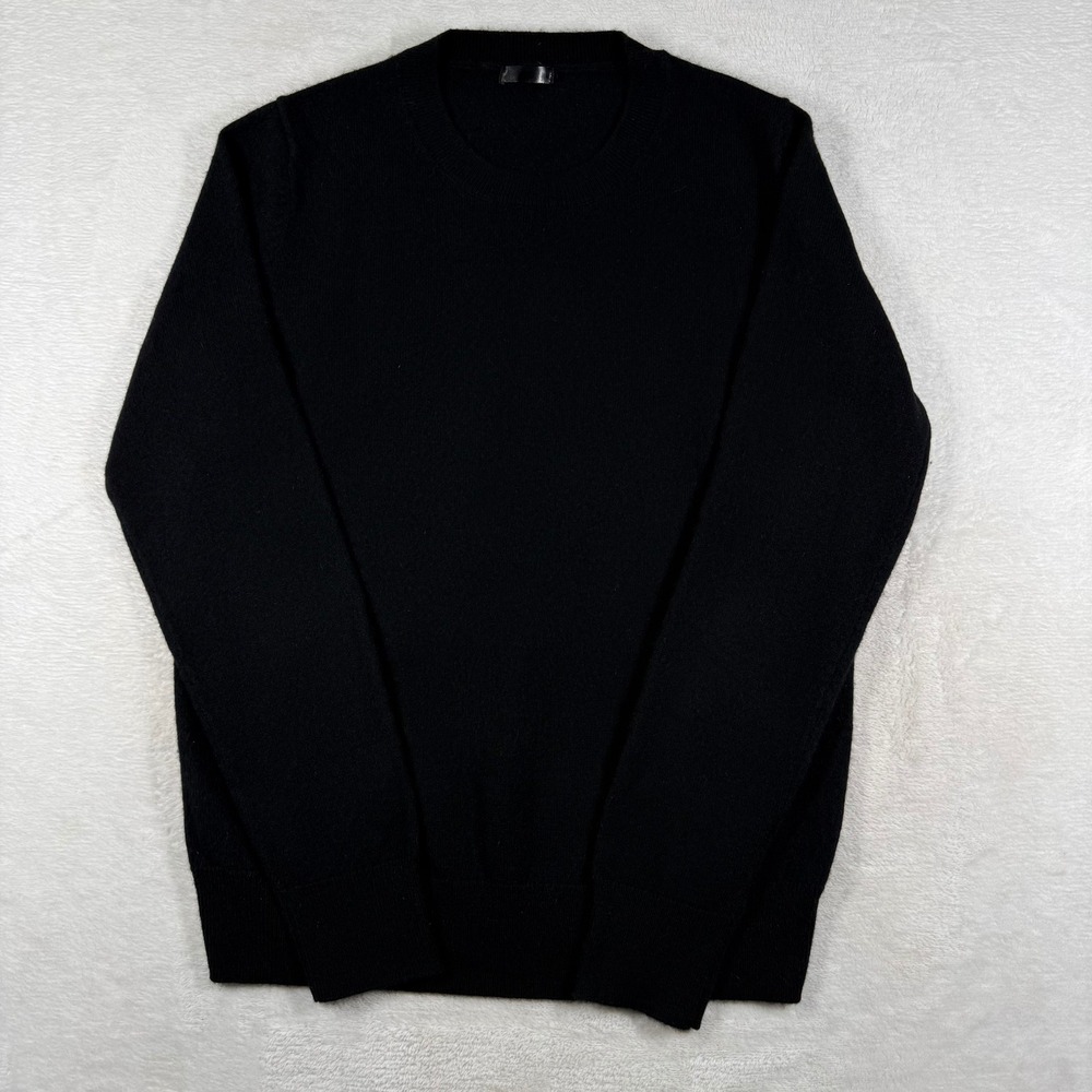 Last Brand Mens Cashmere Crew Neck Sweater Black Long Sleeve Pullover Small